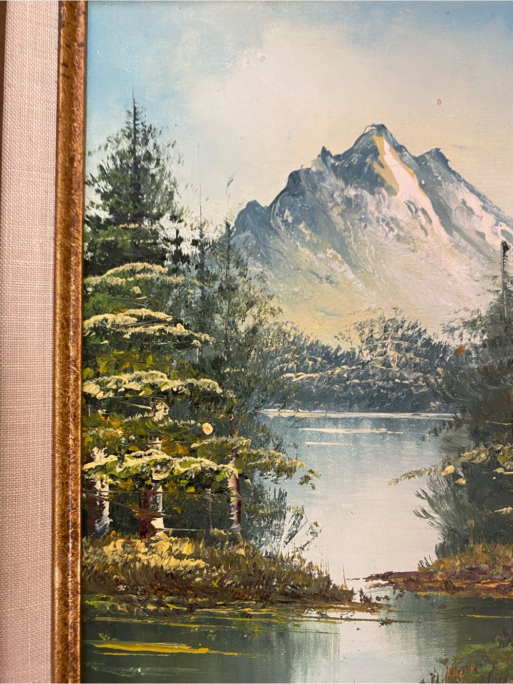 Original Framed Mountain Lake Landscape oil Painting - Picture 6 of 7